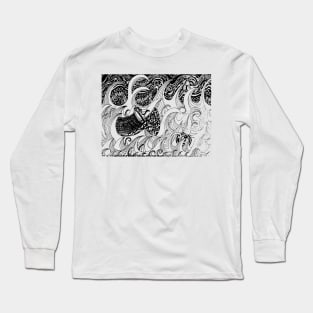 Boat In The Night / Psychedelic Abstract Stormy Sea Long Sleeve T-Shirt